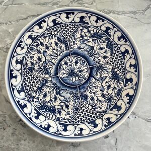 Blue and white handpainted platter‎ signed Portugal
